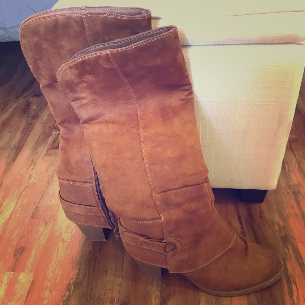 Brown Suede Below-the-Knee High Boots Size 9